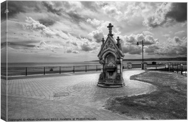 Filey Monochrome  Canvas Print by Alison Chambers