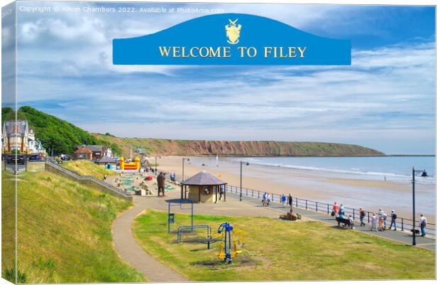 Welcome To Filey Canvas Print by Alison Chambers