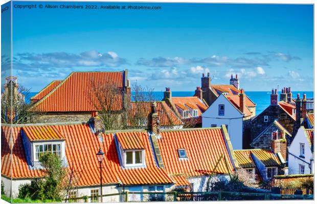 Robin Hoods Bay Rooftops Canvas Print by Alison Chambers