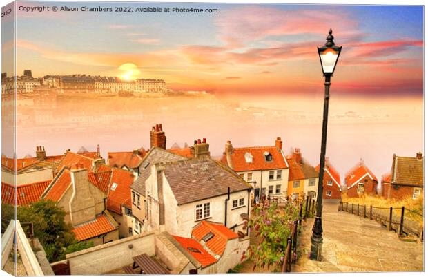 Whitby 199 Steps Lighter Version  Canvas Print by Alison Chambers