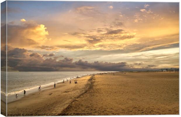 Skegness Beach Sunset  Canvas Print by Alison Chambers