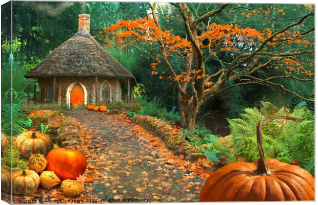 Autumn at Pumpkin Cottage Canvas Print by Alison Chambers