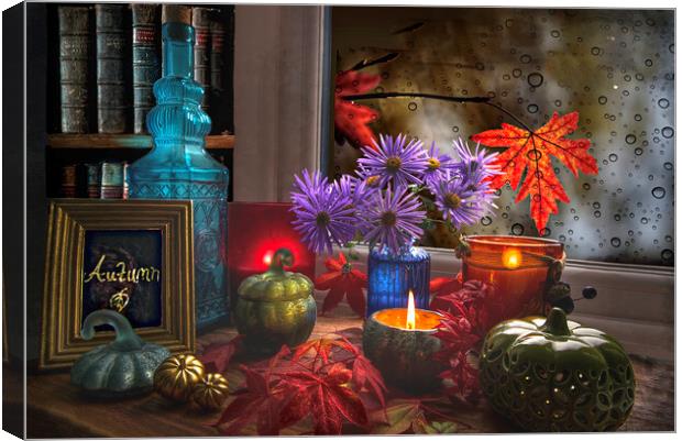 Cosy Autumn Still Life Canvas Print by Alison Chambers