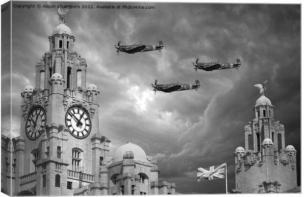 Liverpool Spitfires Monochrome  Canvas Print by Alison Chambers