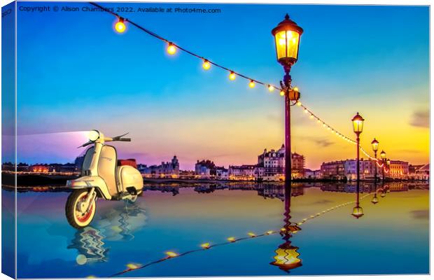  Brighton Vintage Scooter  Canvas Print by Alison Chambers