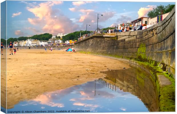 Filey Beach Reflection Canvas Print by Alison Chambers