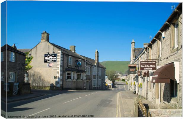 Castleton In The Peak District Canvas Print by Alison Chambers
