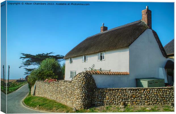 Seatown Cottage Dorset Canvas Print by Alison Chambers