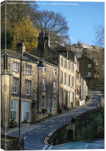 Holmfirth Cottages Canvas Print by Alison Chambers