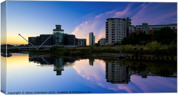 Leeds River Aire Sunrise Canvas Print by Alison Chambers