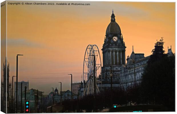 Leeds Town Hall Daybreak  Canvas Print by Alison Chambers