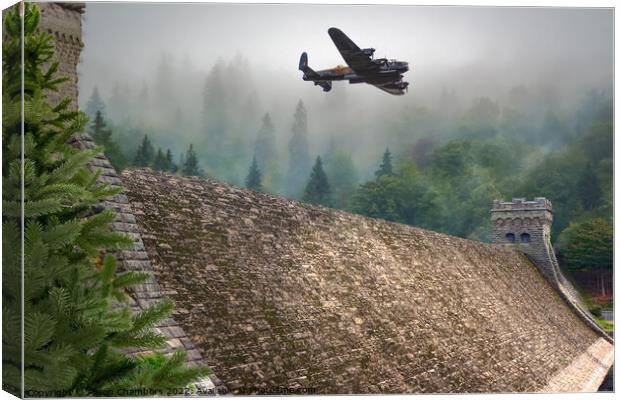 Derwent Dam Lancaster Bomber  Canvas Print by Alison Chambers