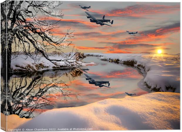 Lancaster Bomber Snowbirds Canvas Print by Alison Chambers