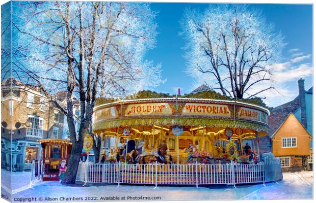 York Winter Carousel Canvas Print by Alison Chambers