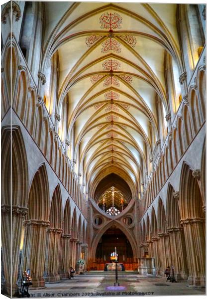 Wells Cathedral Interior  Canvas Print by Alison Chambers