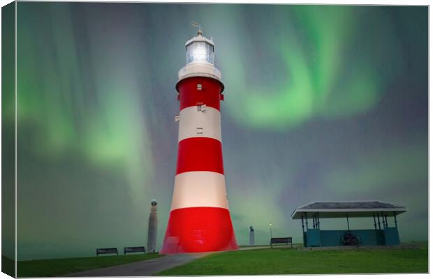 Smeatons Tower Aurora Brorealis Canvas Print by Alison Chambers