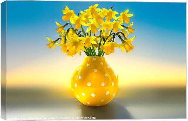 Vase Of Daffodils  Canvas Print by Alison Chambers