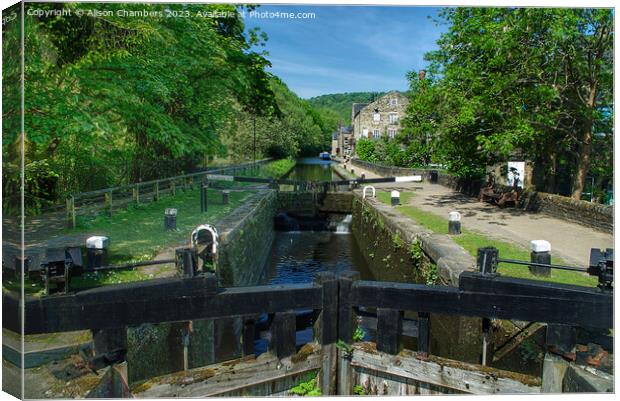 Hebden Bridge Canal Canvas Print by Alison Chambers