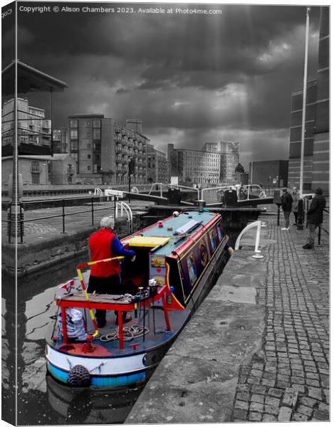 Leeds Canal Boat Canvas Print by Alison Chambers