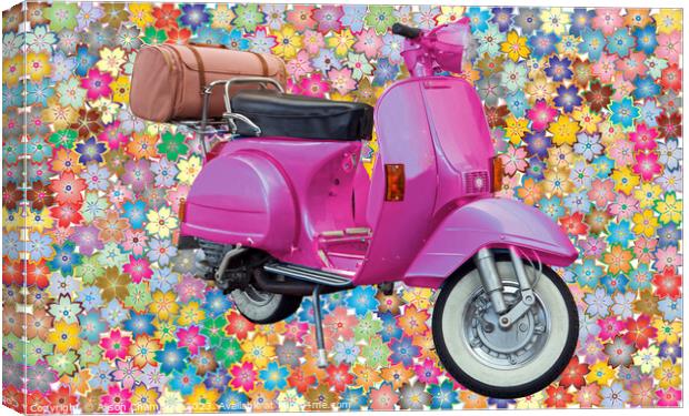 Flower Power Scooter Canvas Print by Alison Chambers