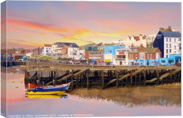 Bridlington Harbour Watercolour  Canvas Print by Alison Chambers