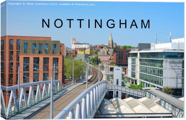 Nottingham Cityscape Canvas Print by Alison Chambers