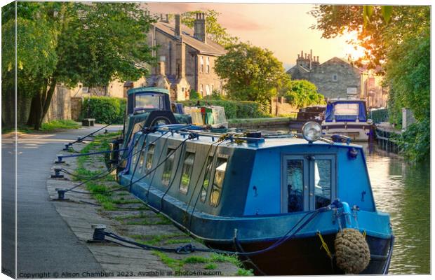 Skipton Canal Sunset Canvas Print by Alison Chambers