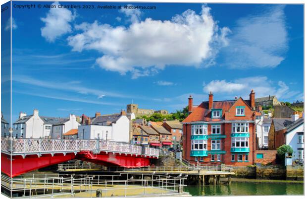 Whitby Swing Bridge Landscape  Canvas Print by Alison Chambers