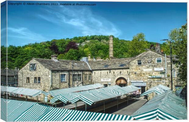 Hebden Bridge Market Place Canvas Print by Alison Chambers