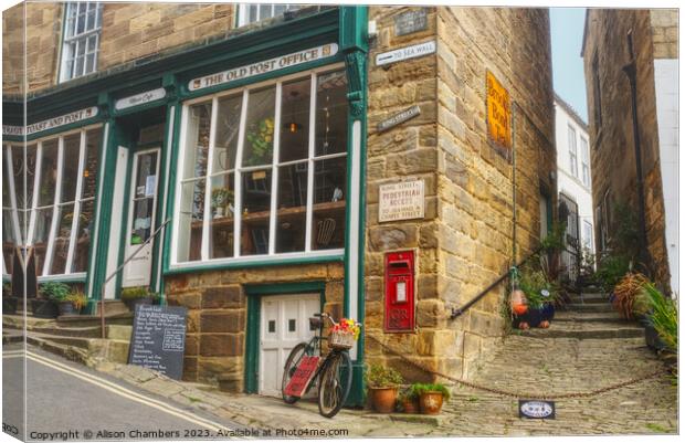 The Old Post Office Robin Hoods Bay Canvas Print by Alison Chambers