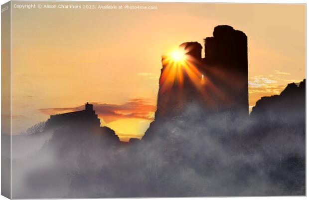Sunrise at Scarborough Castle Canvas Print by Alison Chambers