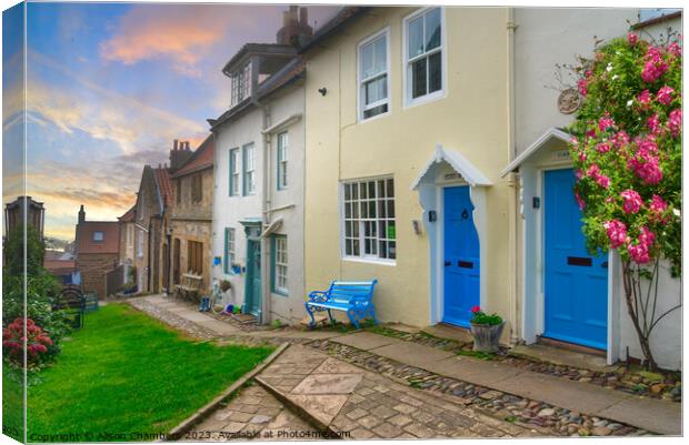 Robin Hoods Bay Cottages Canvas Print by Alison Chambers