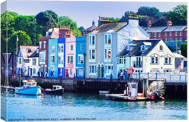 Weymouth Harbour Houses Canvas Print by Alison Chambers
