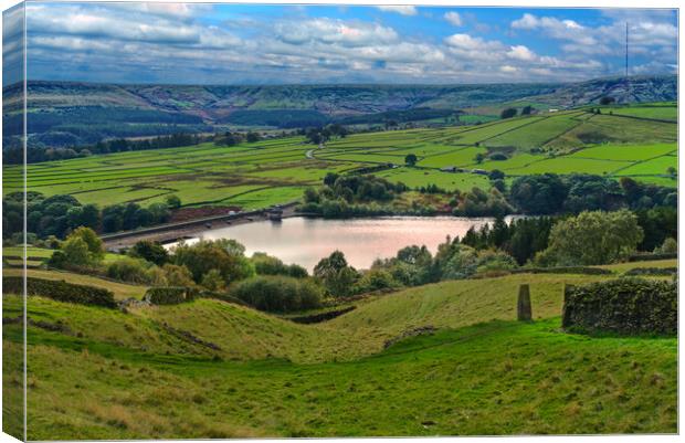 Digley Reservoir and Holme Moss Canvas Print by Alison Chambers