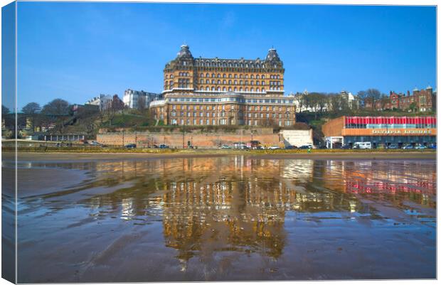 Scarborough Grand Hotel Reflection  Canvas Print by Alison Chambers