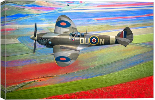 Spitfire Red White and Blue Canvas Print by Alison Chambers