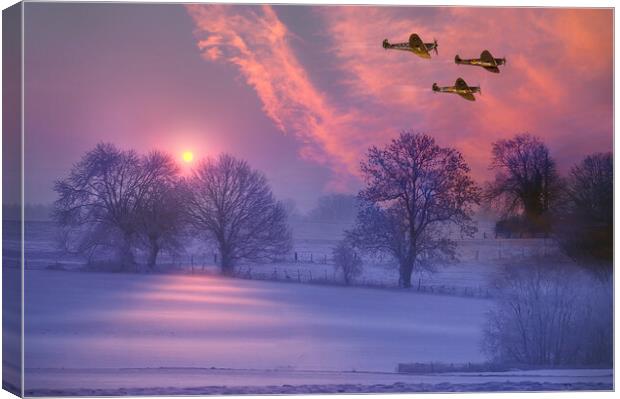  Winter Sunrise Spitfires  Canvas Print by Alison Chambers