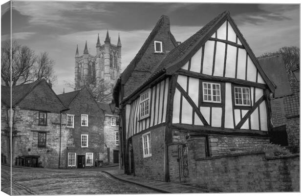Lincoln Cathedral and Crooked House Canvas Print by Alison Chambers