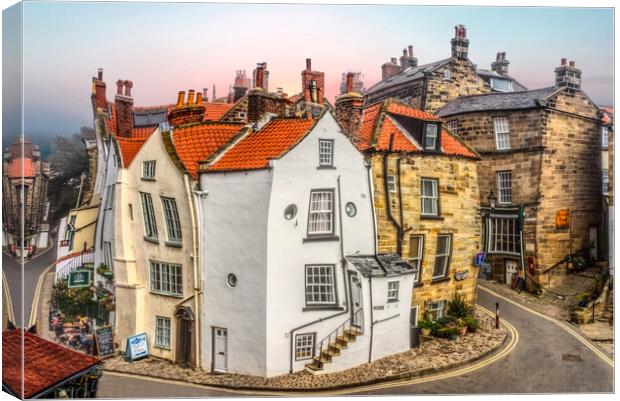 Robin Hoods Bay Through Beer Goggles Canvas Print by Alison Chambers