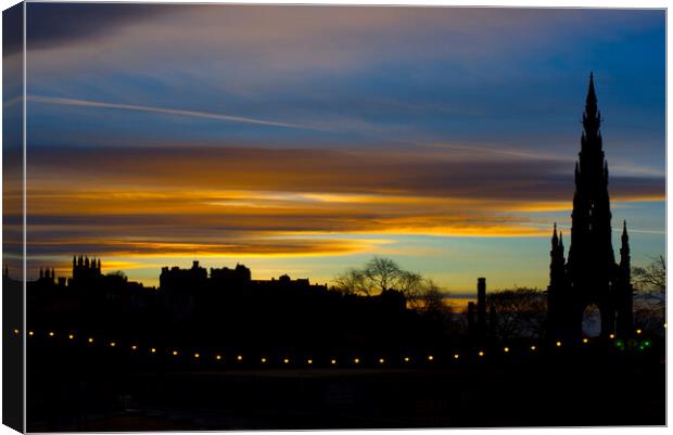 Edinburgh Sunset Skyline  Canvas Print by Alison Chambers