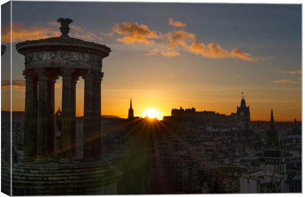 Edinburgh Sunset From Calton Hill Canvas Print by Alison Chambers