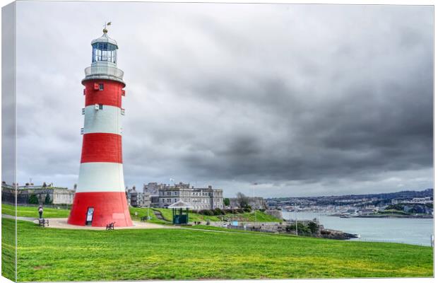 Smeatons Tower on Plymouth Hoe Canvas Print by Alison Chambers