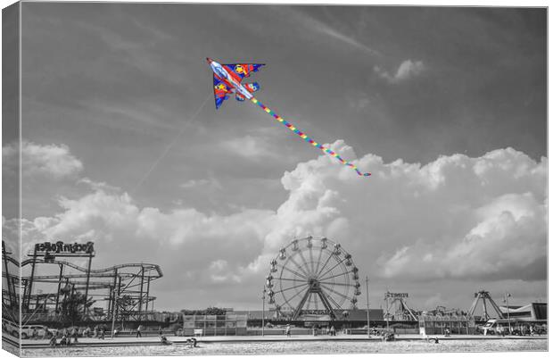 Skegness High Flying Kite Canvas Print by Alison Chambers