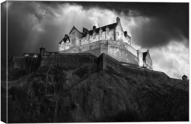 Edinburgh Castle BW Canvas Print by Alison Chambers
