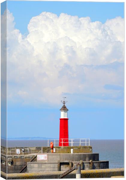 Watchet Harbour Lighthouse  Canvas Print by Alison Chambers