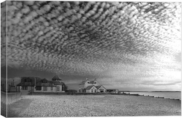 Whitstable Beach BW Canvas Print by Alison Chambers