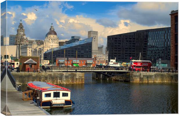 Liverpool Albert Dock Cityscape Canvas Print by Alison Chambers