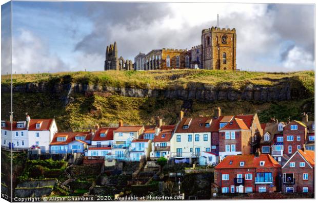 Whitby East Cliff  Canvas Print by Alison Chambers