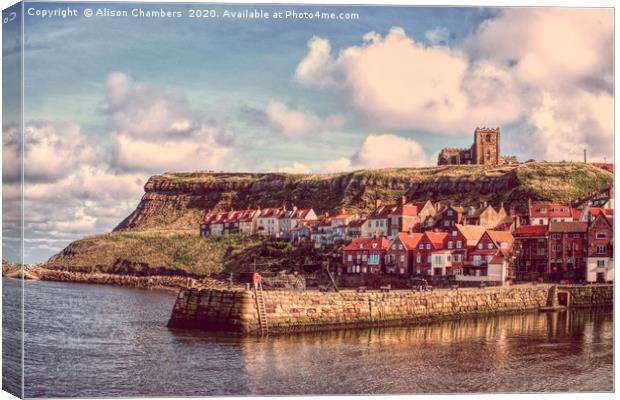 Timeless Charm of Whitby Pier Canvas Print by Alison Chambers