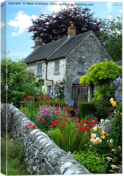 Parwich Cottage Canvas Print by Alison Chambers